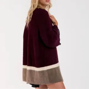 NWT Super Soft Maroon Bell Sleeve Cardigan Sweater S M L XL thumbnail 2
