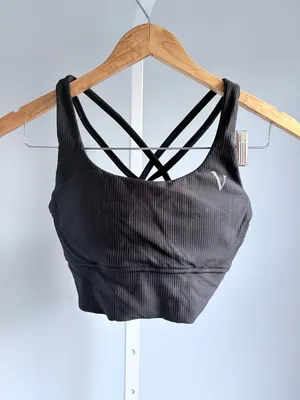 Vitae Ultra Support Strappy Sports Bra Black Ribbed Caged Back S thumbnail 2