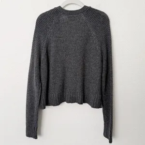 [American Eagle Outfitters] Gray Cropped V-Neck Knit Cardigan Sweater Sz Large L thumbnail 3