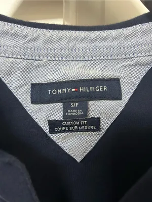 Tommy Hilfiger Navy Polo Top with Red & White Trim thumbnail 3