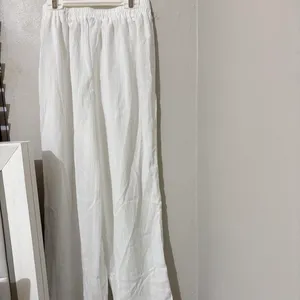 White linen pants with tie waist thumbnail 3