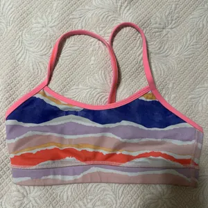 Lululemon Flow Y Bra IV Bleacher Stripe White Iris Flower / Grapefruit thumbnail 3