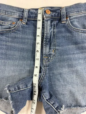 GAP High Rise Denim Cutoff Shorts Size 25 Raw‎ Hem Medium Wash thumbnail 6