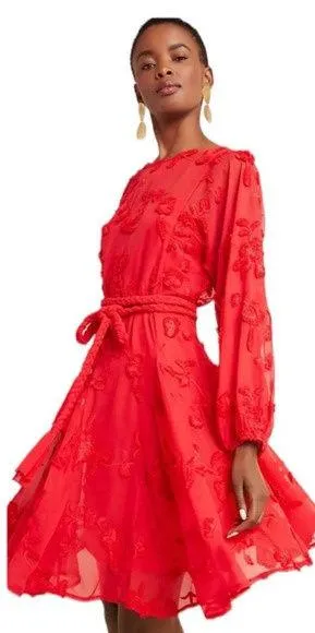 Anthropologie Mare Mare Amal Red Textured Mini Dress NEW thumbnail 2