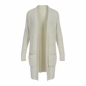 Wanna B Long Sleeve Popcorn‎ Sweater Cardigan with Pockets Medium Fluffy Cozy thumbnail 2