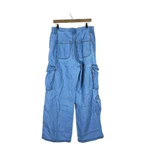 Universal Threads High Rise Wide Leg Cargo Jeans Light Wash Utility Blue Size 10R thumbnail 4