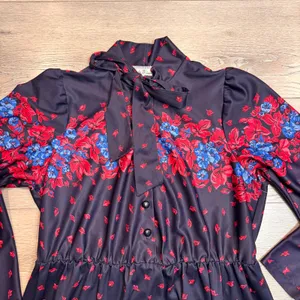 Vintage 70s Lucky Winner‎ Floral Print Long Sleeve Midi Dress Retro Medium M thumbnail 10