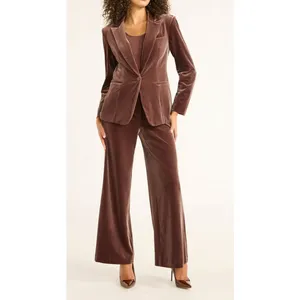 Sofia Jeans Womens Pants Size 10 Brown Velvet Wide Leg High Rise Trousers Zip thumbnail 2