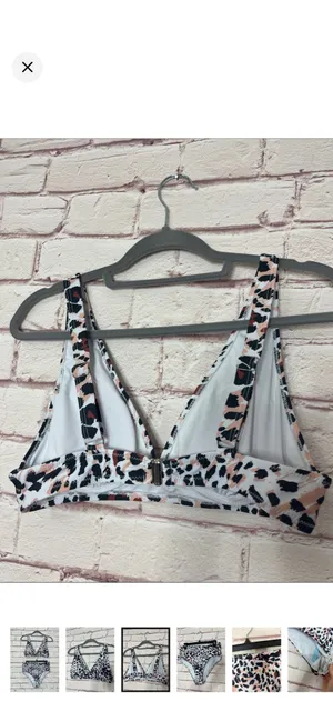 Boutique Leopard Print High Rise Bikini NWT Large. Fuller coverage. Removable padding. No underwire. Adjustable straps. 15-16” waist 13” rise 14-15” bust thumbnail 3