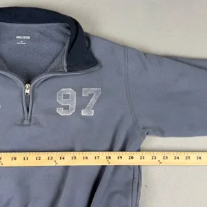 Hollister Womens Denver USA 97 Quarter Zip Sweatshirt Blue Gray Crop Fleece S thumbnail 5