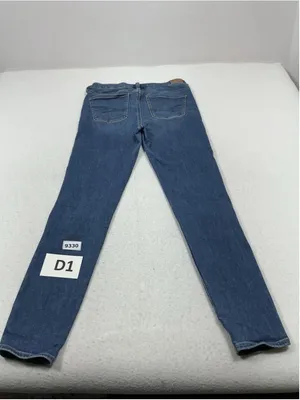 Womans Excellent American Eagle High Rise Jegging Stretch Blue Jeans Size 10 thumbnail 2