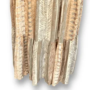 Vintage Petites Earthy Crinkle Rayon Tiered Patchwork Boho Maxi Skirt Festival‎ thumbnail 6