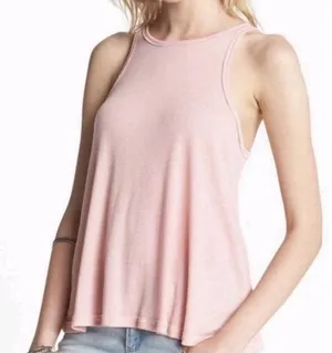 Free People Tank Top Womens Medium Pink Ribbed Racerback Oversized Swing thumbnail 1