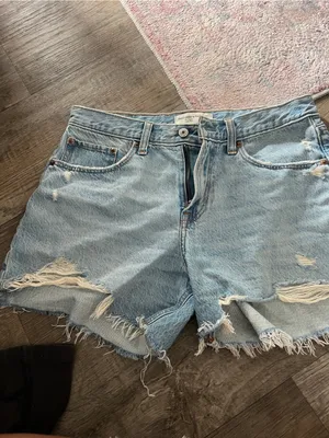 Abercrombie Light Blue Distressed Denim Shorts the baggy low rise thumbnail 4