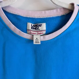 Womens Lands End Serious Sweats Blue/White Colorblock Sweatshirt Size M VGUC thumbnail 3