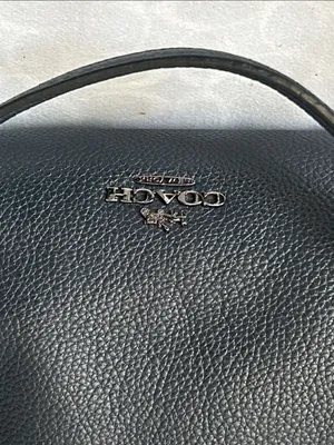 Coach Edie Turnlock Dark Navy Blue Pebbled Leather Shoulder Bag w/ Chain Straps thumbnail 6
