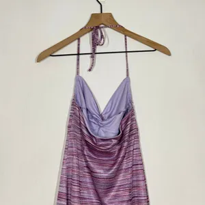Express Y2K Trapeze Dress Size Small Pink Purple Space Dye Halter Nightout Party thumbnail 5
