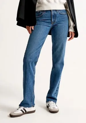 Abercrombie & Fitch 90s Straight Mid‎ Rise Raw Hem 33/16R Minimalist Casual thumbnail 1