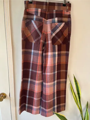 UO• High Rise Wide Leg Plaid Abby Brushed Flannel Grandpa Trousers• Sz 2 thumbnail 3