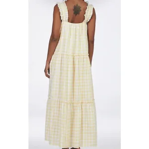 Charlie Holiday Yellow & White Gingham Plaid Lottie Dress Long Maxi Size 6 thumbnail 11