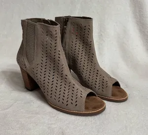 Toms Majorca Peep Toe Ankle Booties Suede thumbnail 1