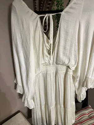 Women’s silk white dressy dress thumbnail 3
