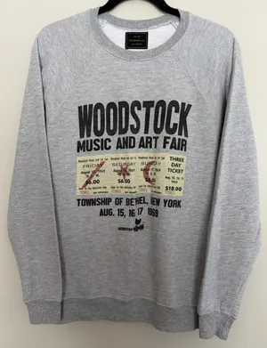Retro Brand Woodstock Graphic Crewneck Sweatshirt Gray Women's Size Small thumbnail 1