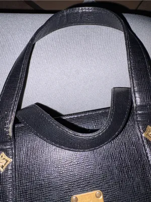 MCM Black Leather Satchel with Gold Hardware thumbnail 10