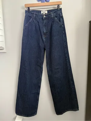 Reformation 28 Miami Pleated Trouser Jeans Tantum Dark Wash Relaxed Office thumbnail 2