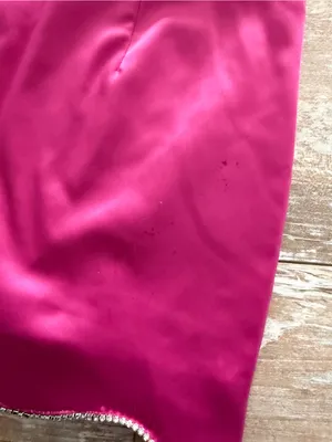 Anthropologie Pink Satin and Rhinestone Mini Skirt thumbnail 6