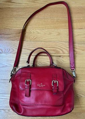 Kate Spade Allen St Raquel Satchel Red Leather Purse with Detachable Strap thumbnail 1