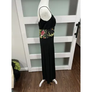 HORTLY WESTWOOD Black Spaghetti Strap Maxi Dress Floral‎ Waist Panel thumbnail 2