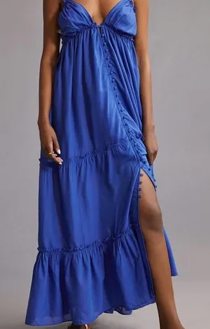 Anthropologie Alissa Tiered Maxi Dress Blue thumbnail 1