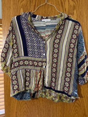 Olivaceous multicolored Button-Up Top thumbnail 1