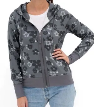 Evy’s Tree The Hallie Grey‎ Floral Zip Up Hooded Sweater thumbnail 1