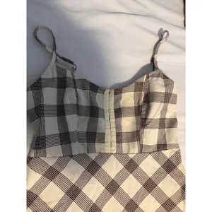 Urban Outfitters Plaid Mini Dress Brown‎ Cream Sweetheart Neckline Size S P thumbnail 4
