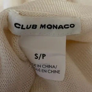 Club Monaco Cream 100% Wool Knit Long Balloon Sleeve Crew Neck Sweater Top Sz S thumbnail 4