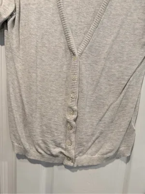 Banana Republic Size XL Light Gray 100% Cotton Short Sleeve Button Cardigan thumbnail 3