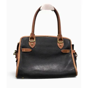 Vintage Dooney & Bourke AWL Black Tan Leather Zip Satchel Shoulder Bag USA thumbnail 3