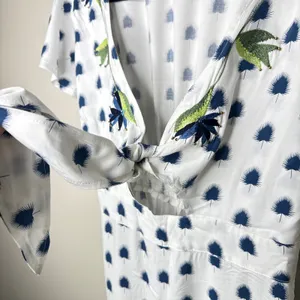 Skemo Kalapa Tie Long Dress Medium Handmade Maxi Embroidered‎ Cutout Resort Chic thumbnail 5