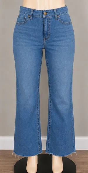 Seven7 Tummyless High Rise Slim Boot Jeans Blue Raw Hem Size‎ 12 Minimalist thumbnail 1
