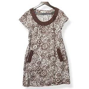 Boden A-Line Dress Linen Brown Floral Boho Retro Cottagecore Preppy Womens 8 thumbnail 2