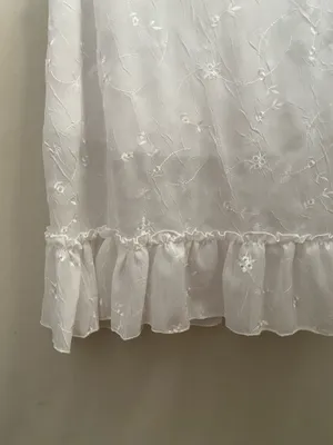 Pretty Girl White Floral Embroidered Ruffle Hem Skirt thumbnail 4