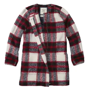 Abercrombie & Fitch Coat Women’s XS Red Plaid Wool Blend Preppy Winter thumbnail 11