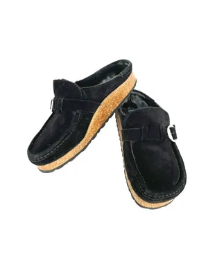Birkenstock Buckley Shearling Clogs Black Suede Lined Slip-On Shoes Size 38 US 7 thumbnail 5