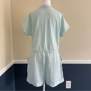 Vineyard Vines Seersucker Striped Romper in Aqua Size Large Short Sleeve thumbnail 6