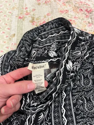 shosho Black and White Paisley Print Wide-Leg Pants thumbnail 4