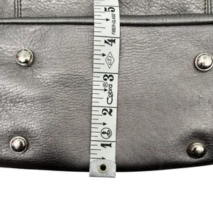 B. Makowsky Metallic Silver Leather Tote‎ Handbag Cheetah Print Lining thumbnail 10