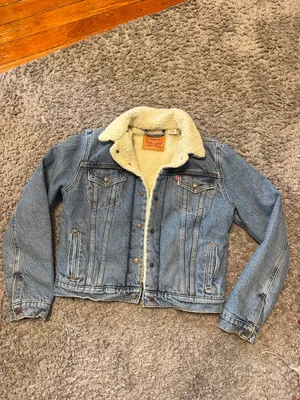 Levi's Light Blue Denim Sherpa Jacket with Cream Lining thumbnail 2