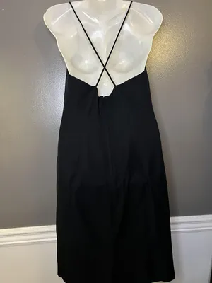Vintage Joseph Ribkoff Dress Womens 12 Black Sweetheart Slip Spaghetti Strap thumbnail 6
